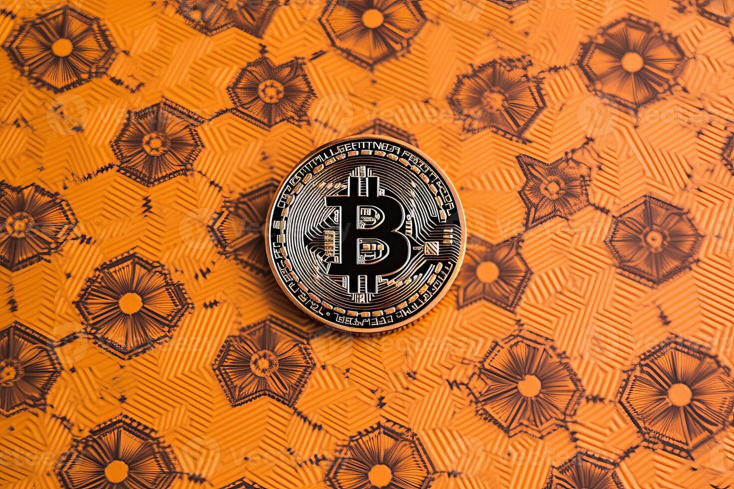 Closeup of a Bitcoin with a Unique Backdrop photo