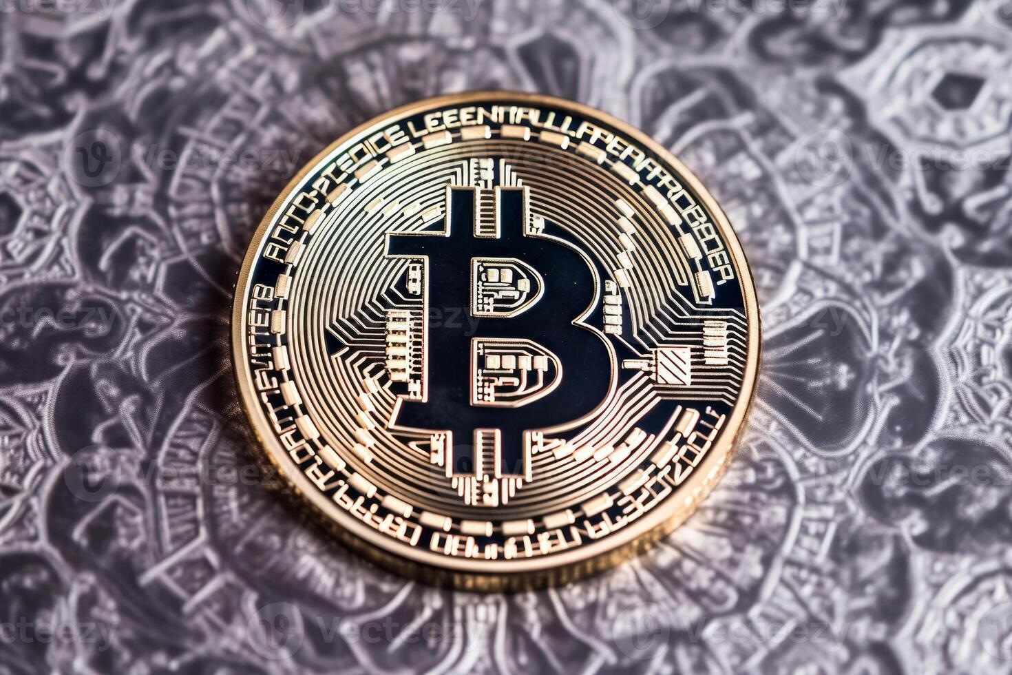 Closeup of a Bitcoin with a Unique Backdrop photo