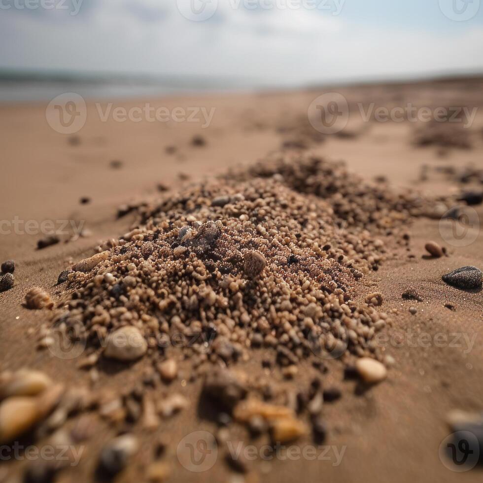 Closeup of a Grainy Sandy Beach Generative AI photo