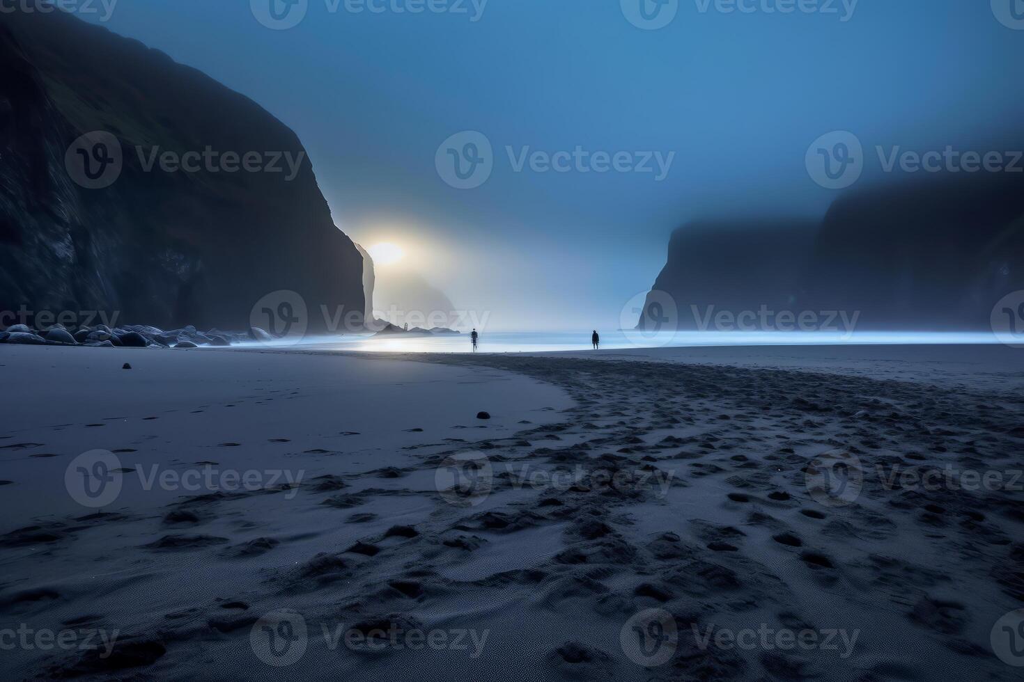 Ghosts on a Foggy Midnight Beach photo