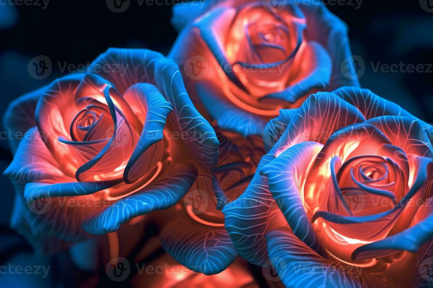 Futuristic Cybernetic Sci-Fi Roses Texture Background Generative AI photo