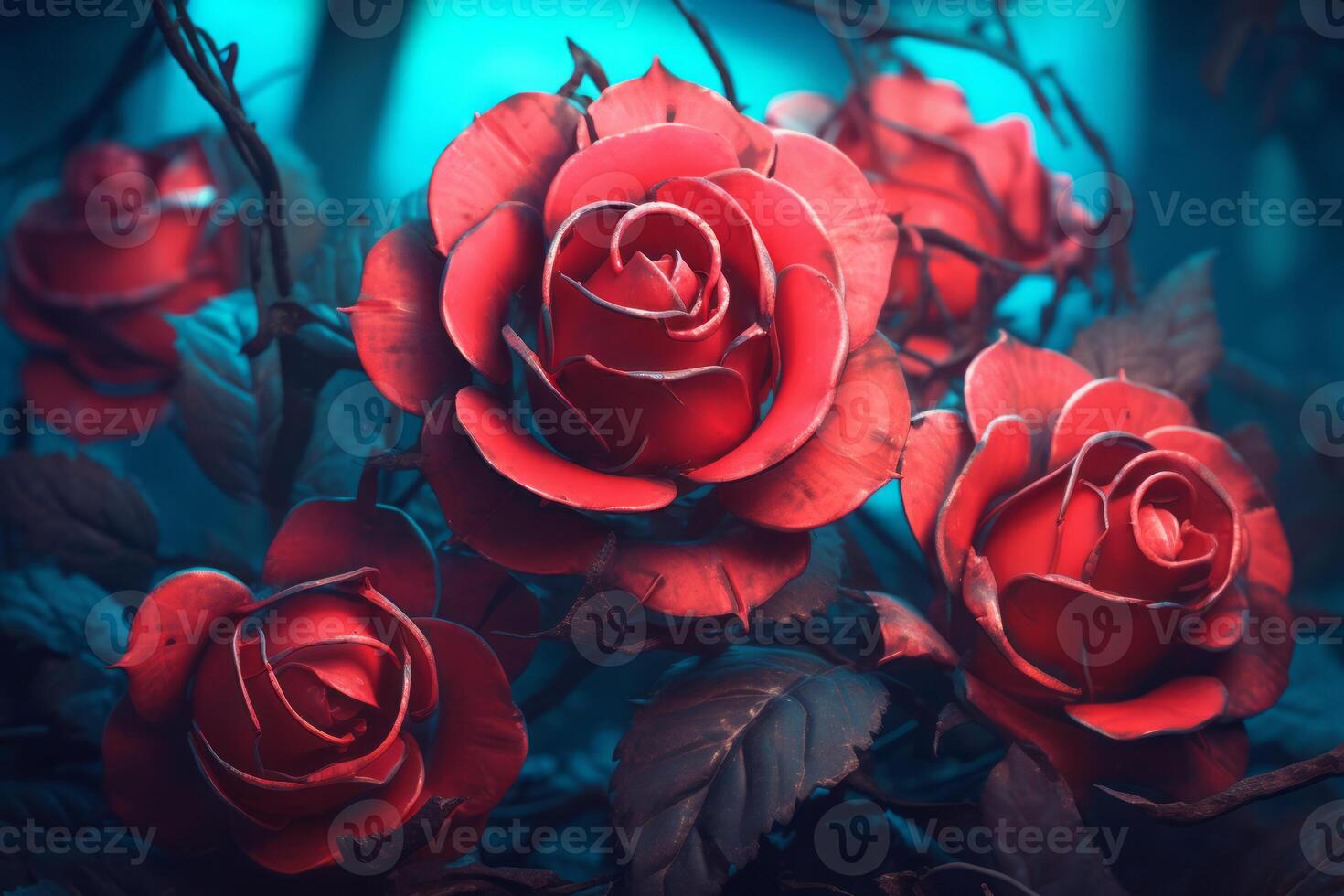 Futuristic Cybernetic Sci-Fi Roses Texture Background photo