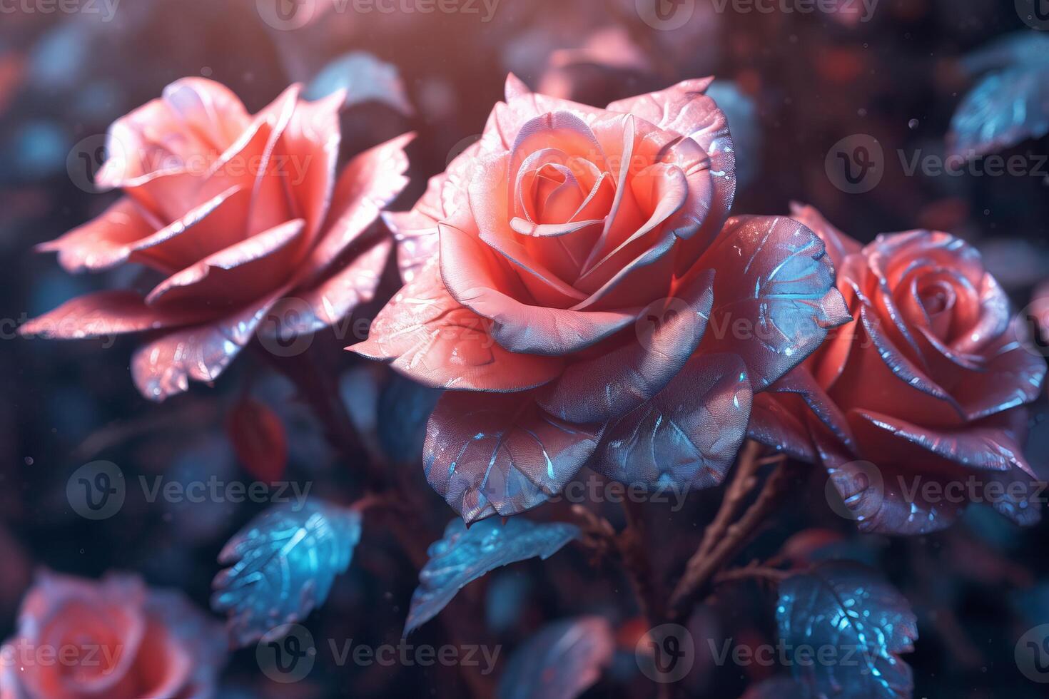 Futuristic Cybernetic Sci-Fi Roses Texture Background photo