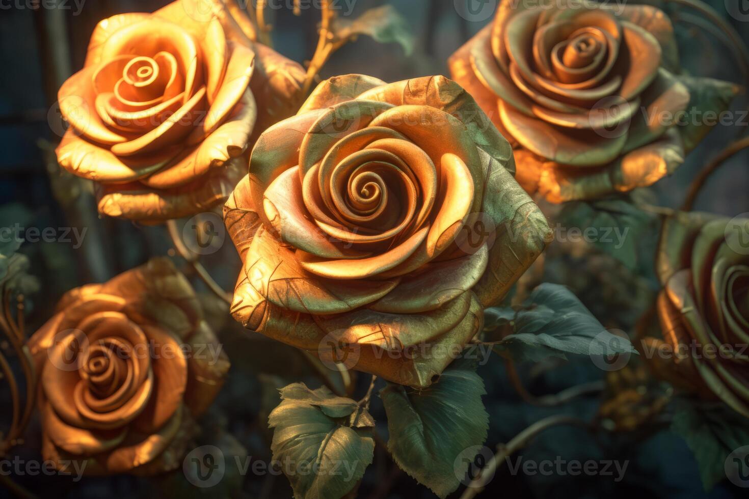 Futuristic Cybernetic Sci-Fi Roses Texture Background photo