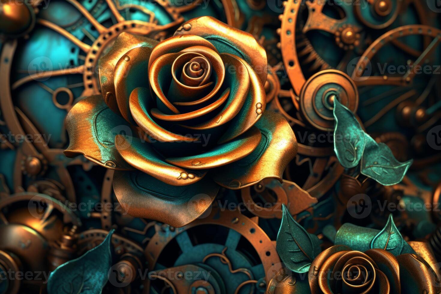 Futuristic Cybernetic Sci-Fi Roses Texture Background photo