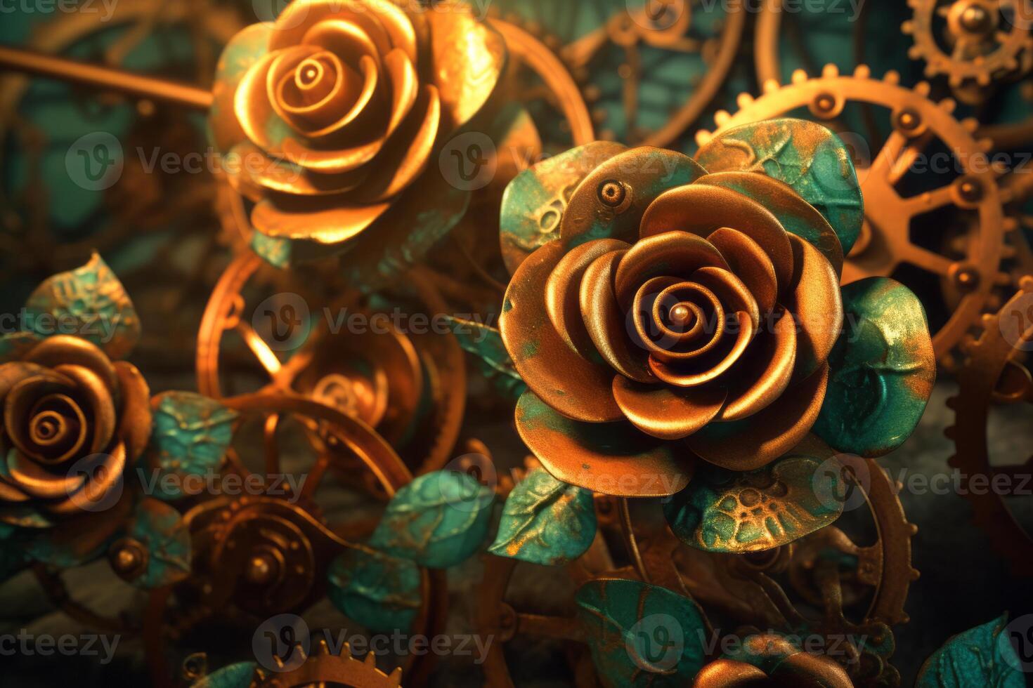Futuristic Cybernetic Sci-Fi Roses Texture Background photo
