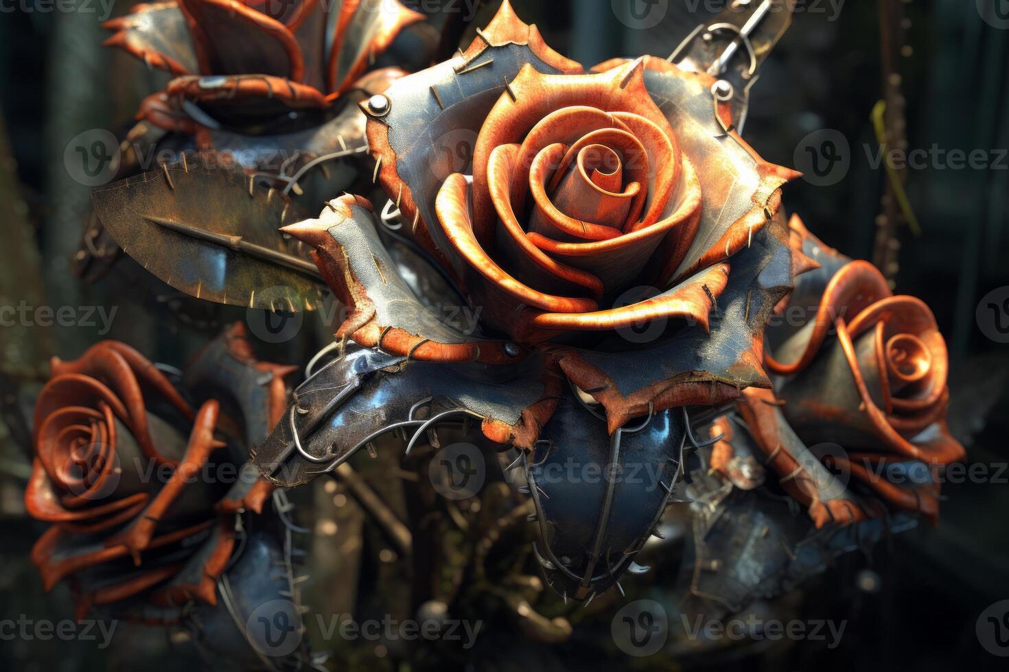 Futuristic Cybernetic Sci-Fi Roses Texture Background photo