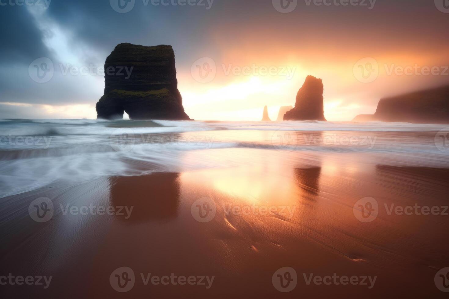 Waves Splashing on a Scenic Beachscape photo