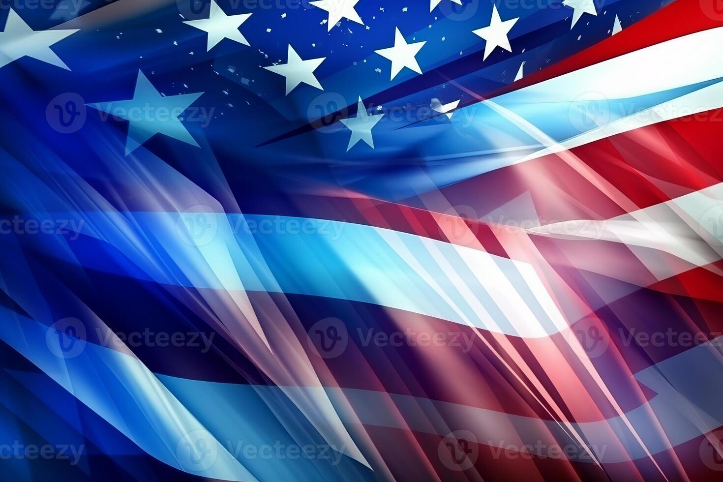 3D Waving American Flag Background Generative AI photo