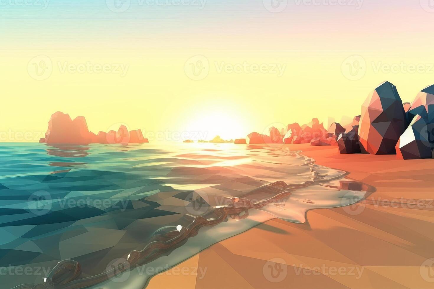 Low-Poly Summer Beachscape photo