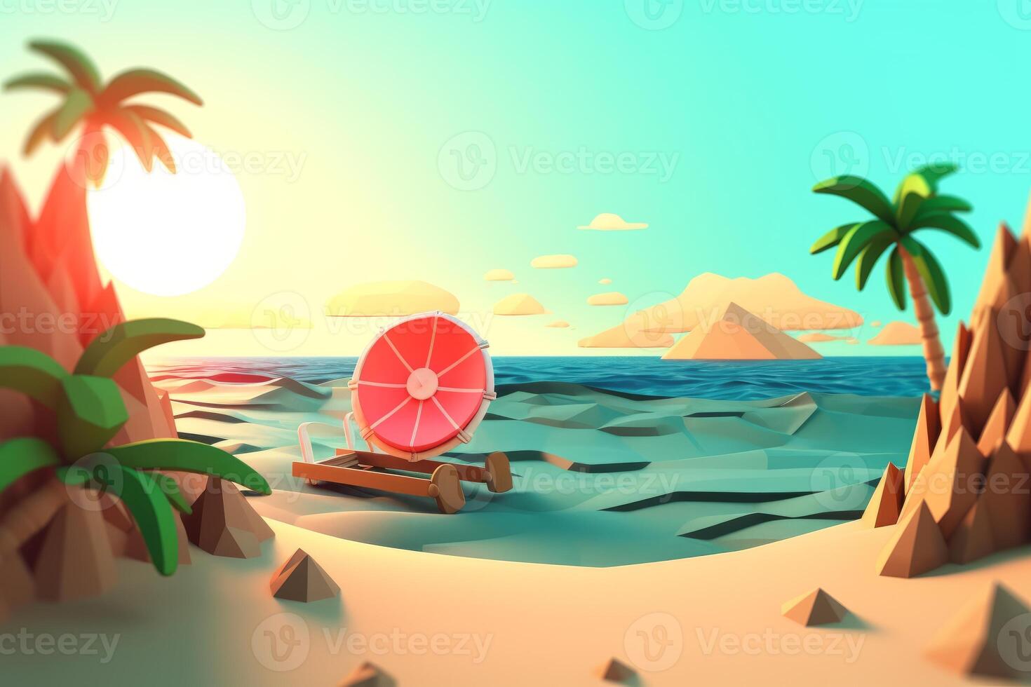 Low-Poly Summer Beachscape photo