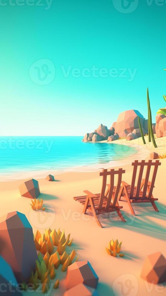 Low-Poly Summer Beachscape photo