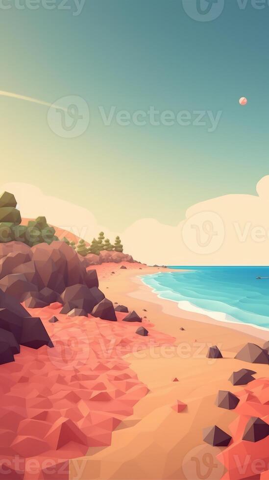 Low-Poly Summer Beachscape photo
