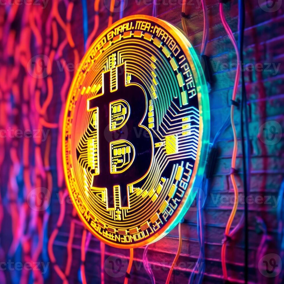 Neon Bitcoin Background photo