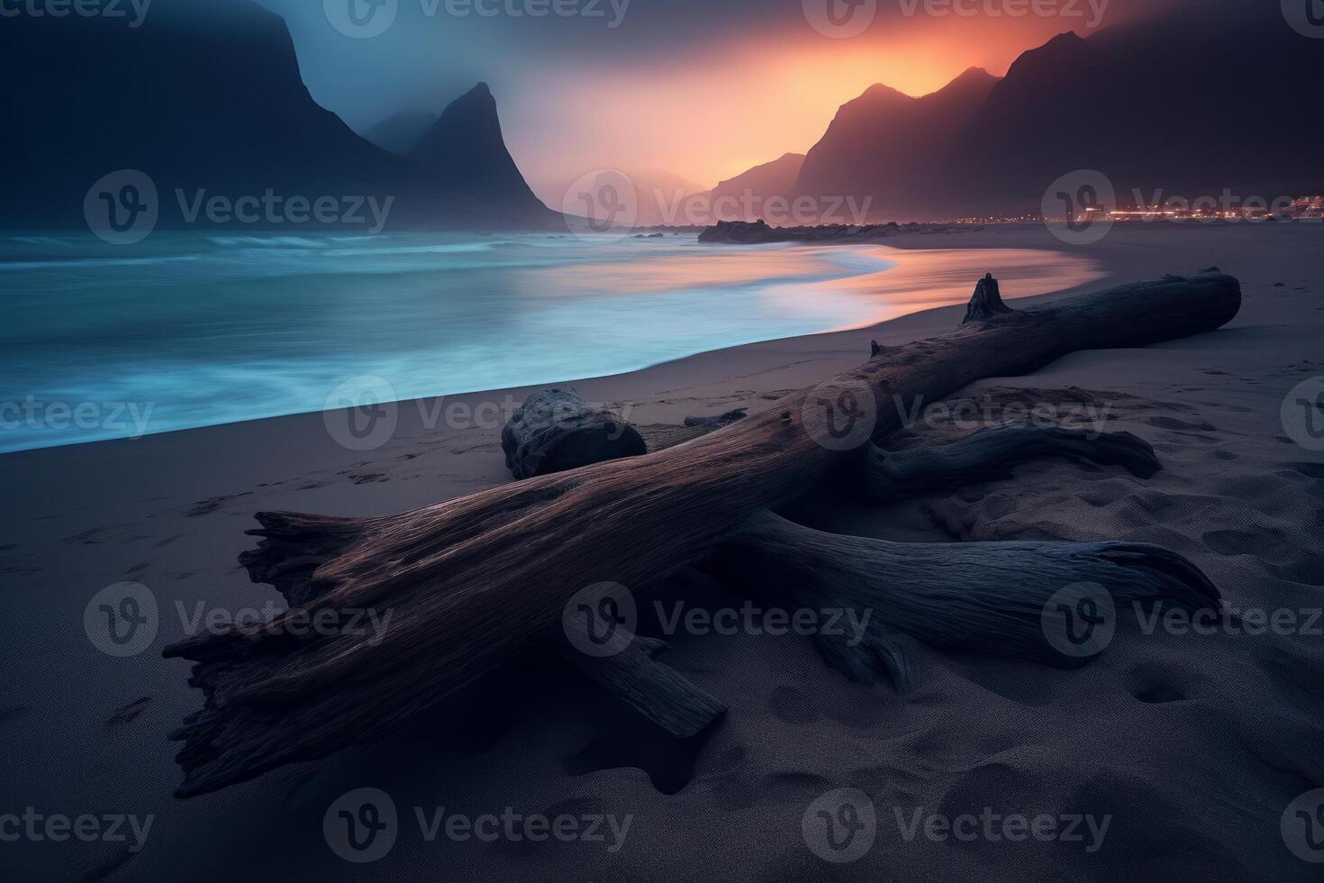 Washed Up Debris on a Scenic Beachscape photo