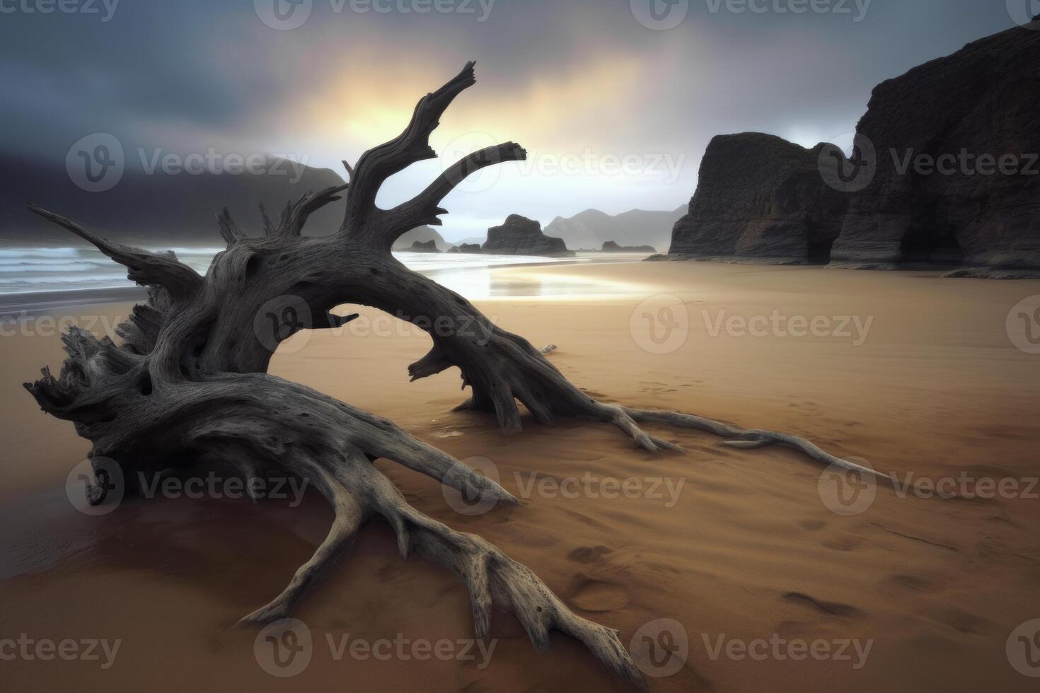 Washed Up Debris on a Scenic Beachscape photo