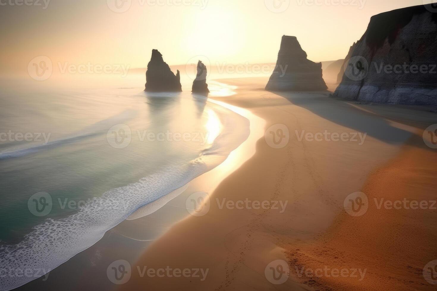 Otherwordly Scenic Coastal Beachscape Generative AI photo