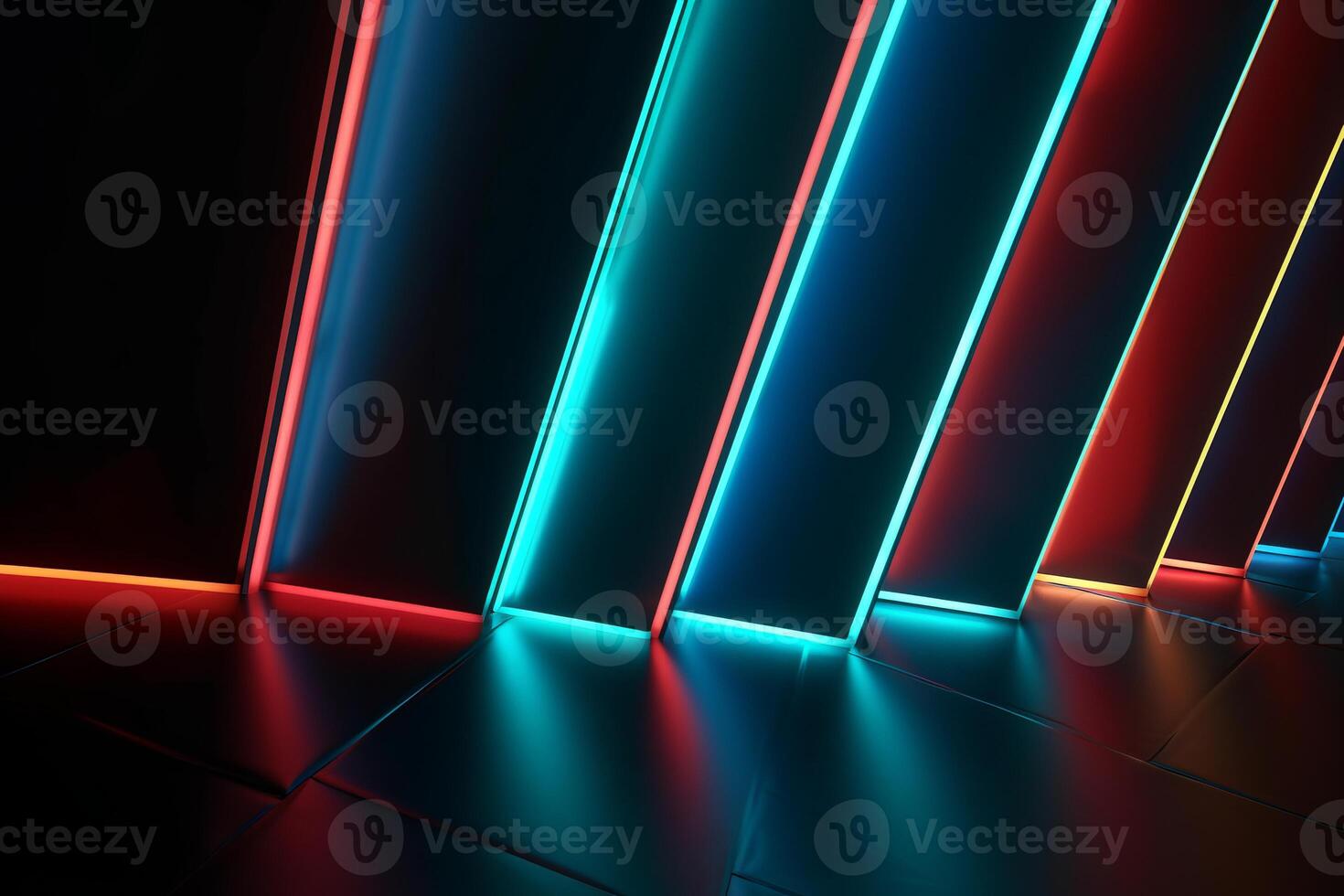 Sleek Modern Geometric Glowing Shapes Outline Background Generative AI photo