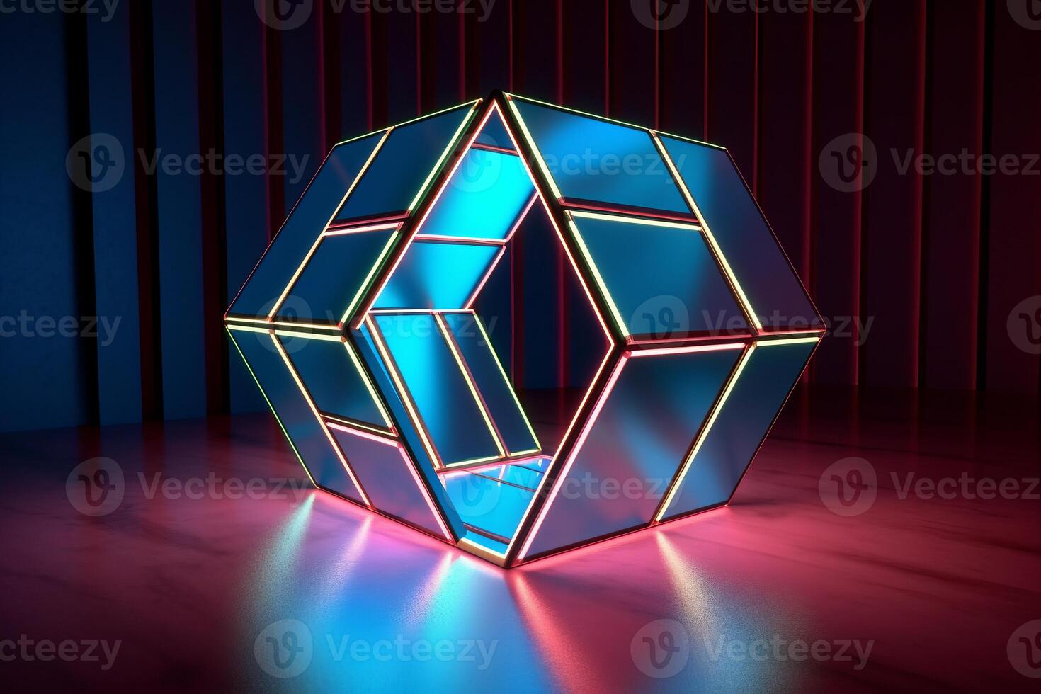 Sleek Modern Geometric Glowing Shapes Outline Background Generative AI photo