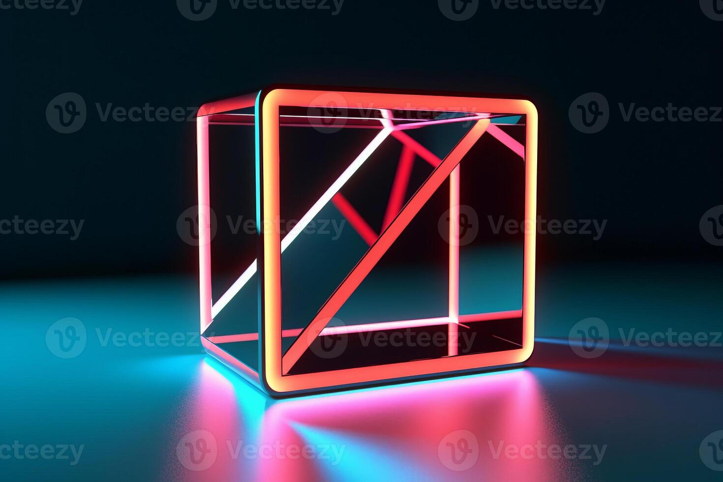 Sleek Modern Geometric Glowing Shapes Outline Background Generative AI photo