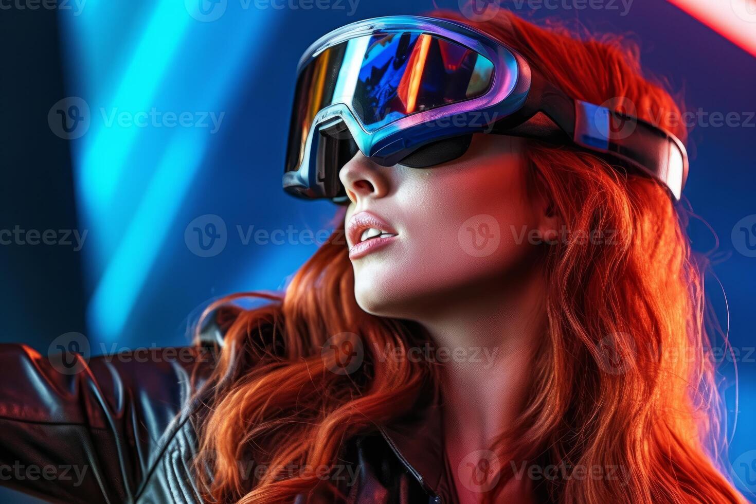 Stylized Portrait of a Woman Wearing a VR Headset photo