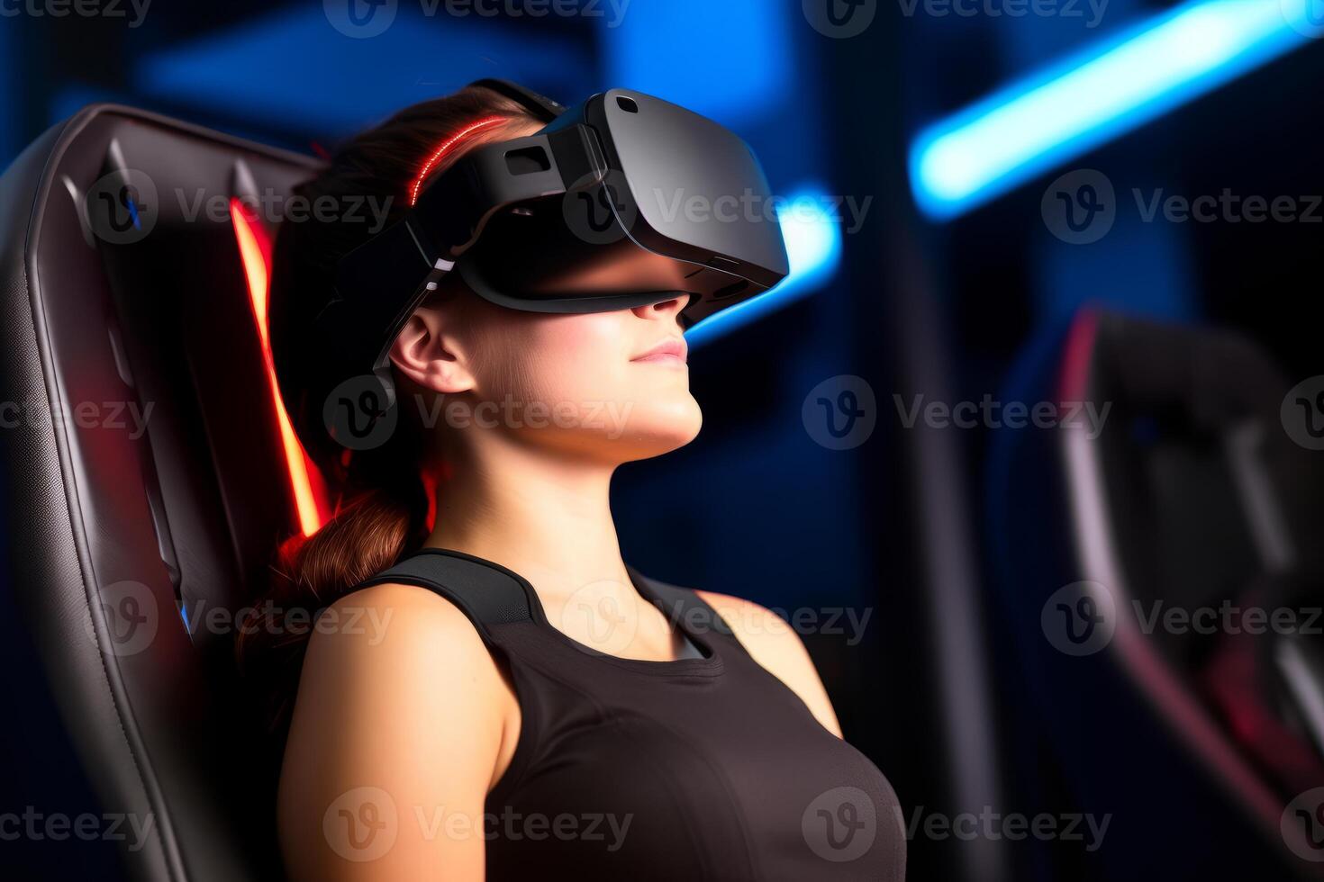 Stylized Portrait of a Woman Wearing a VR Headset photo