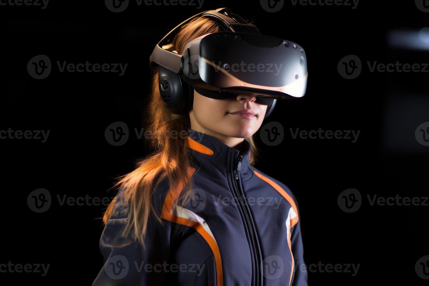 Stylized Portrait of a Woman Wearing a VR Headset photo