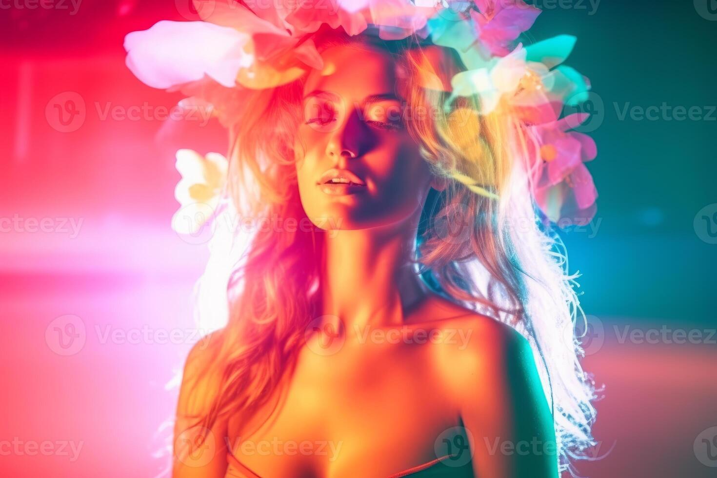 Summer Themed Double Exposure Bikini Portrait photo