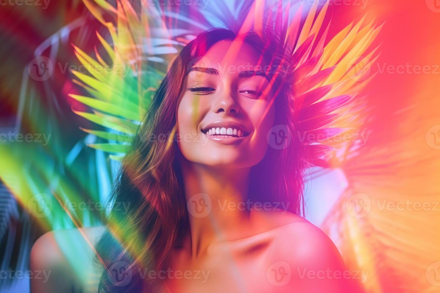 Summer Themed Double Exposure Bikini Portrait photo