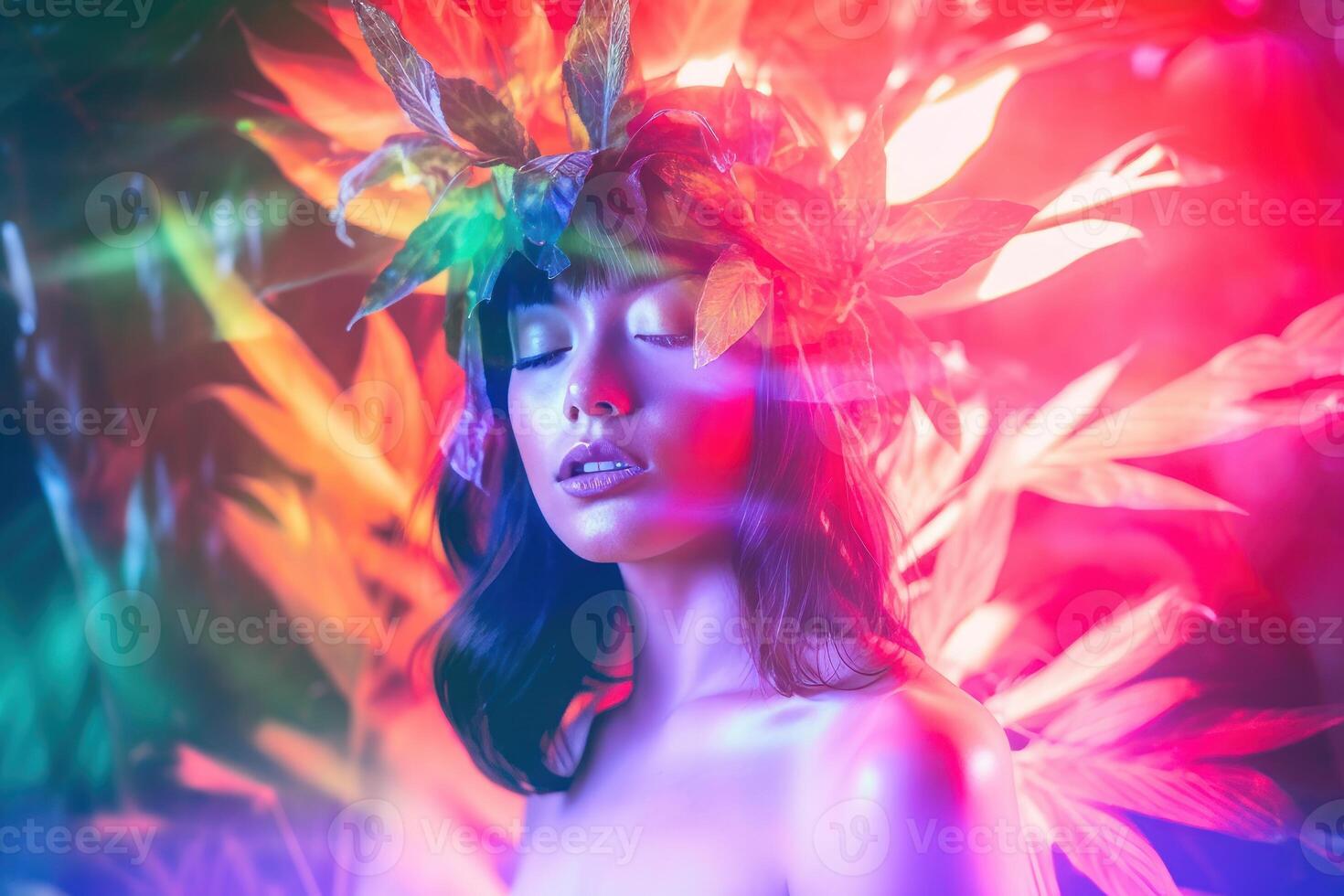 Summer Themed Double Exposure Bikini Portrait photo