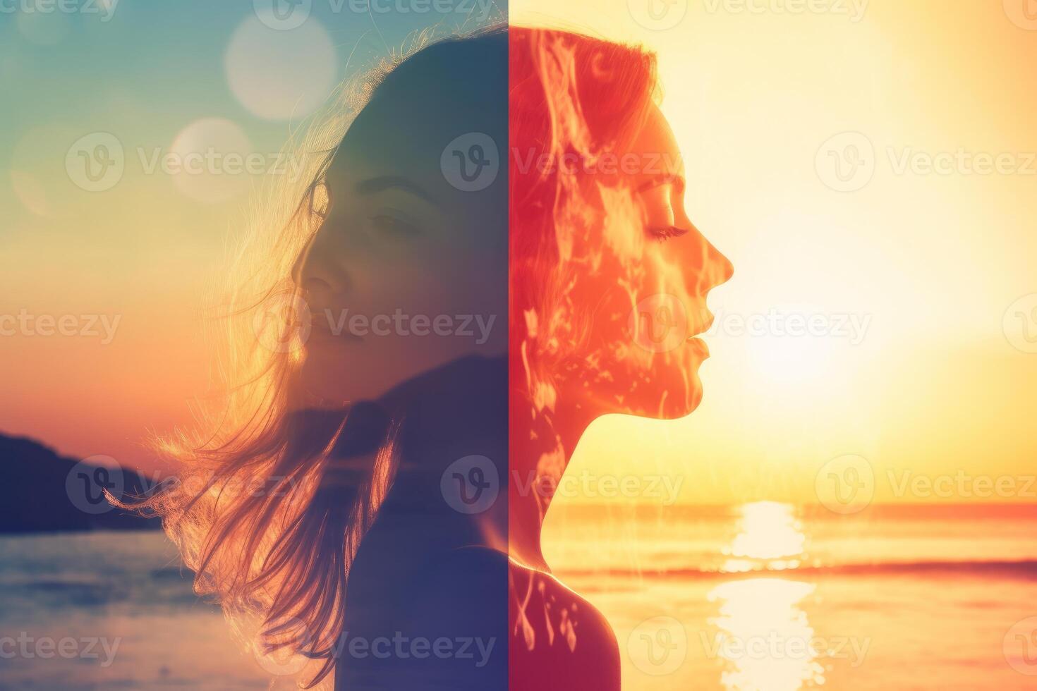 Summer Themed Double Exposure Bikini Portrait photo