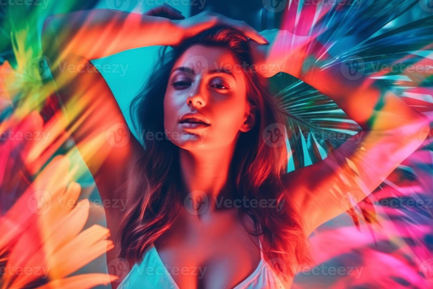 Summer Themed Double Exposure Bikini Portrait photo