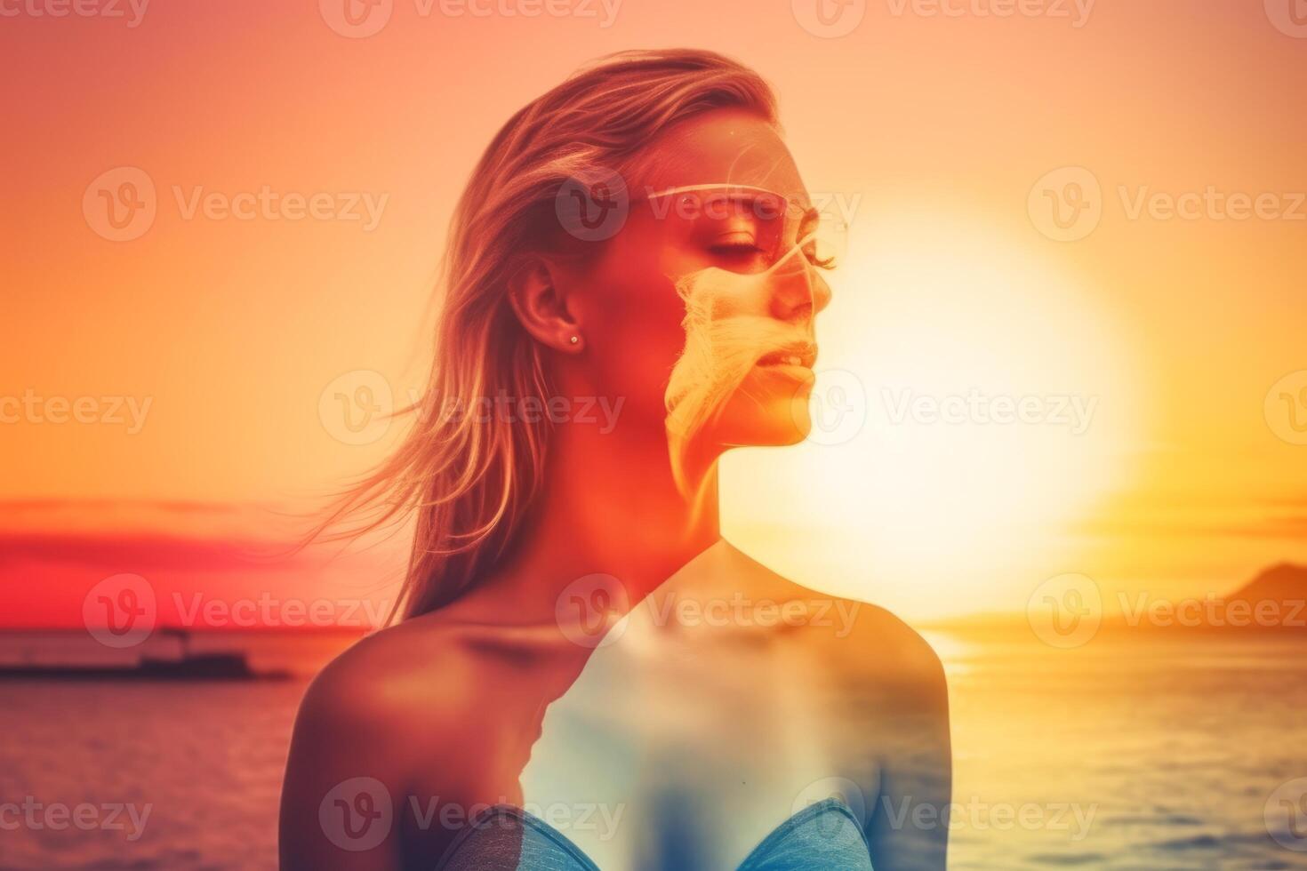 Summer Themed Double Exposure Bikini Portrait photo