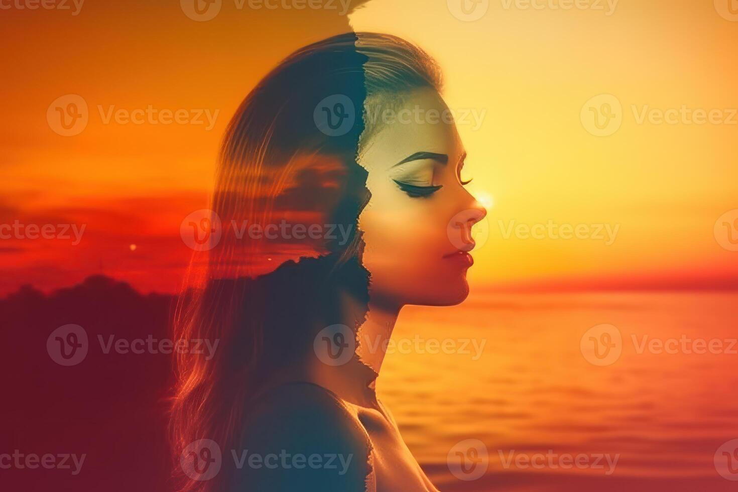 Summer Themed Double Exposure Bikini Portrait photo