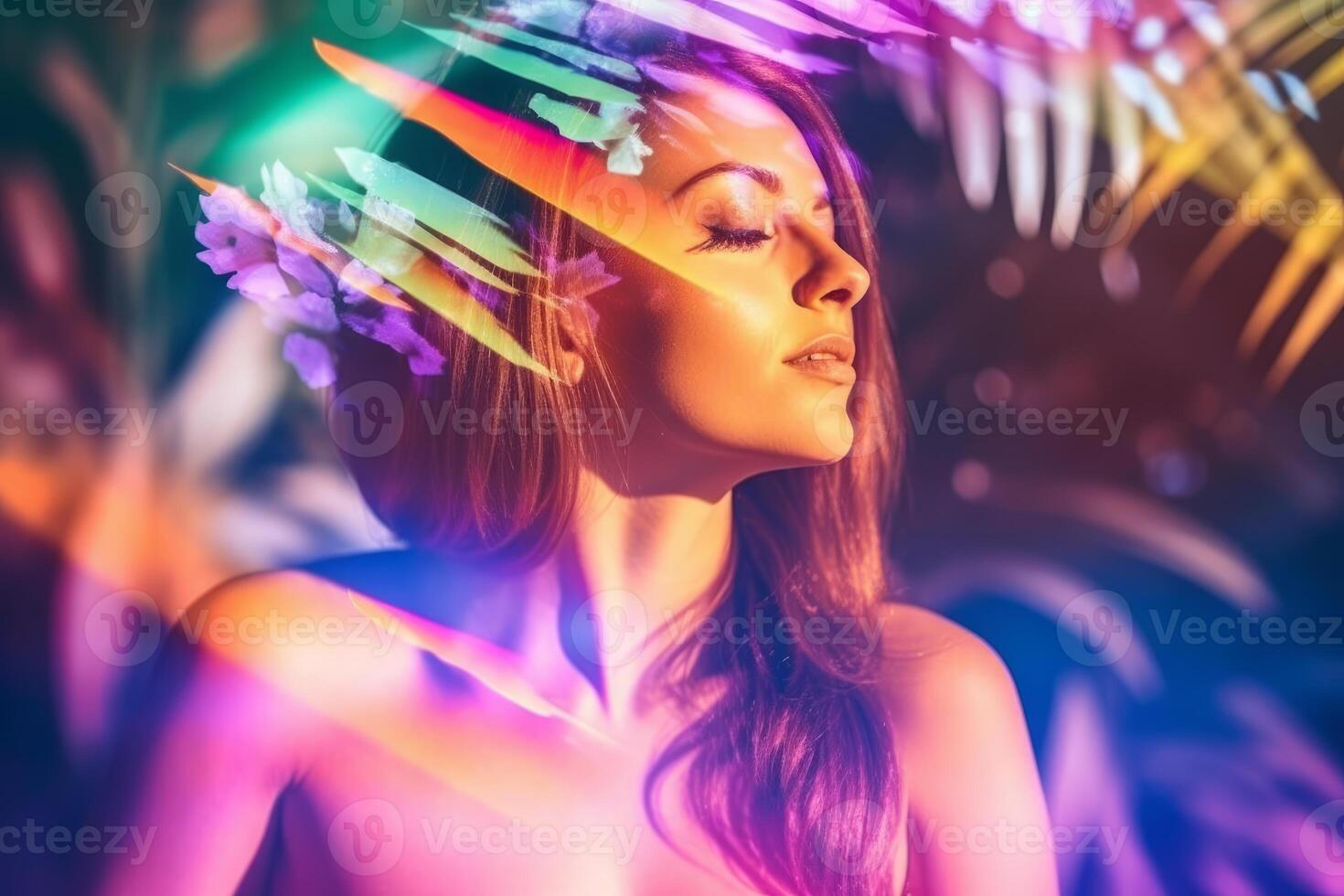Summer Themed Double Exposure Bikini Portrait photo