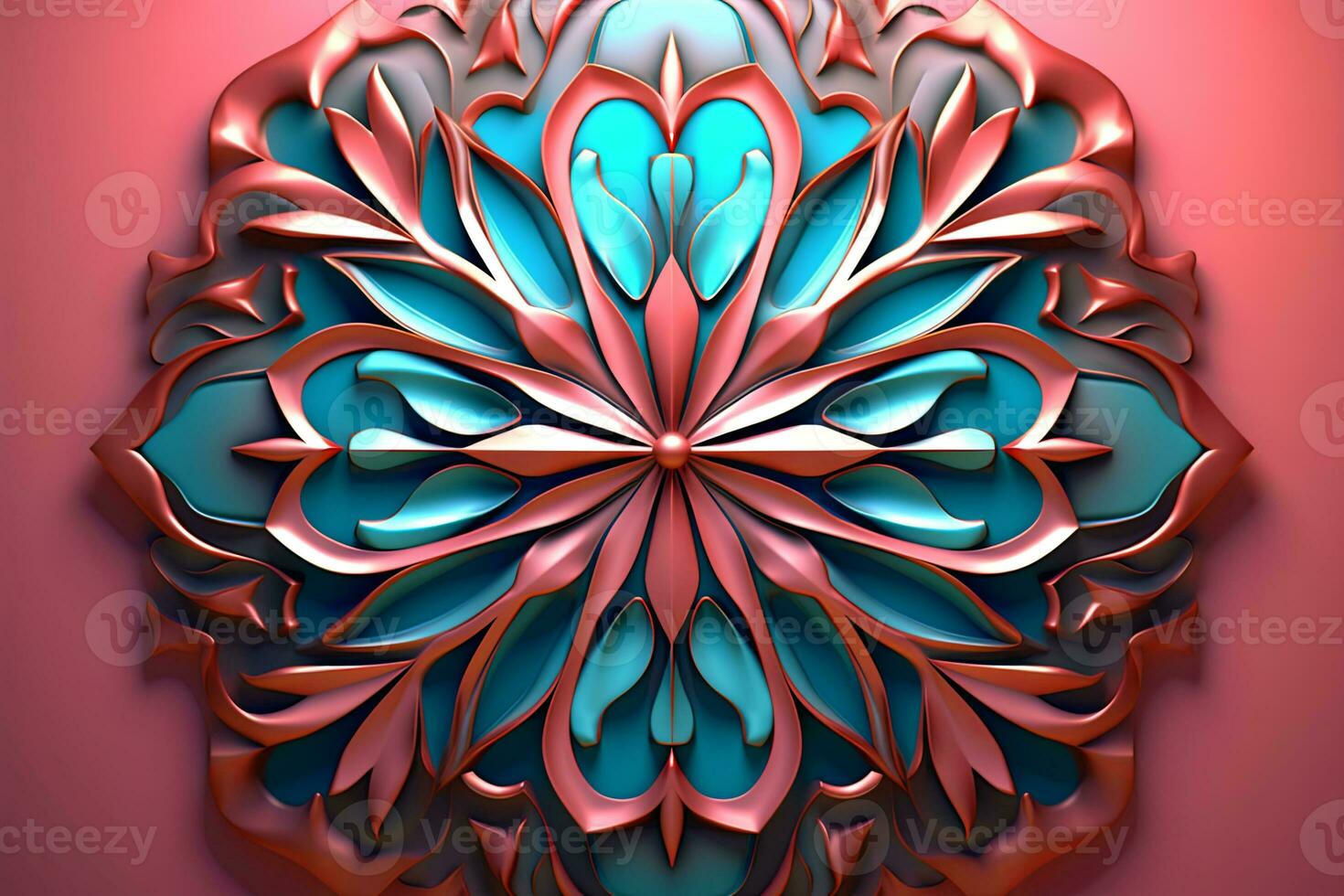 3d rendering of an ornate flower on a pink background generative AI photo
