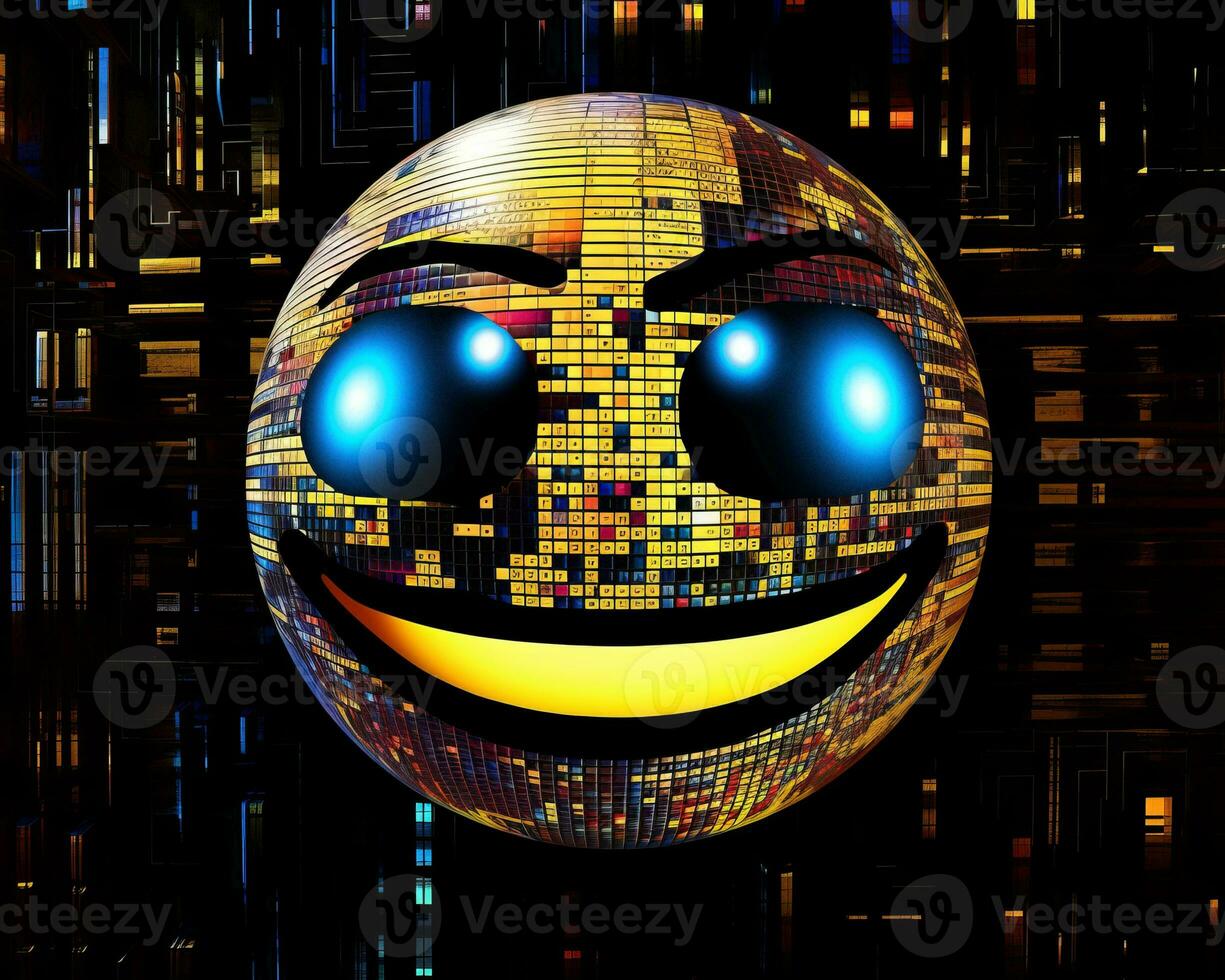 a disco ball with a smiley face on it generative AI photo