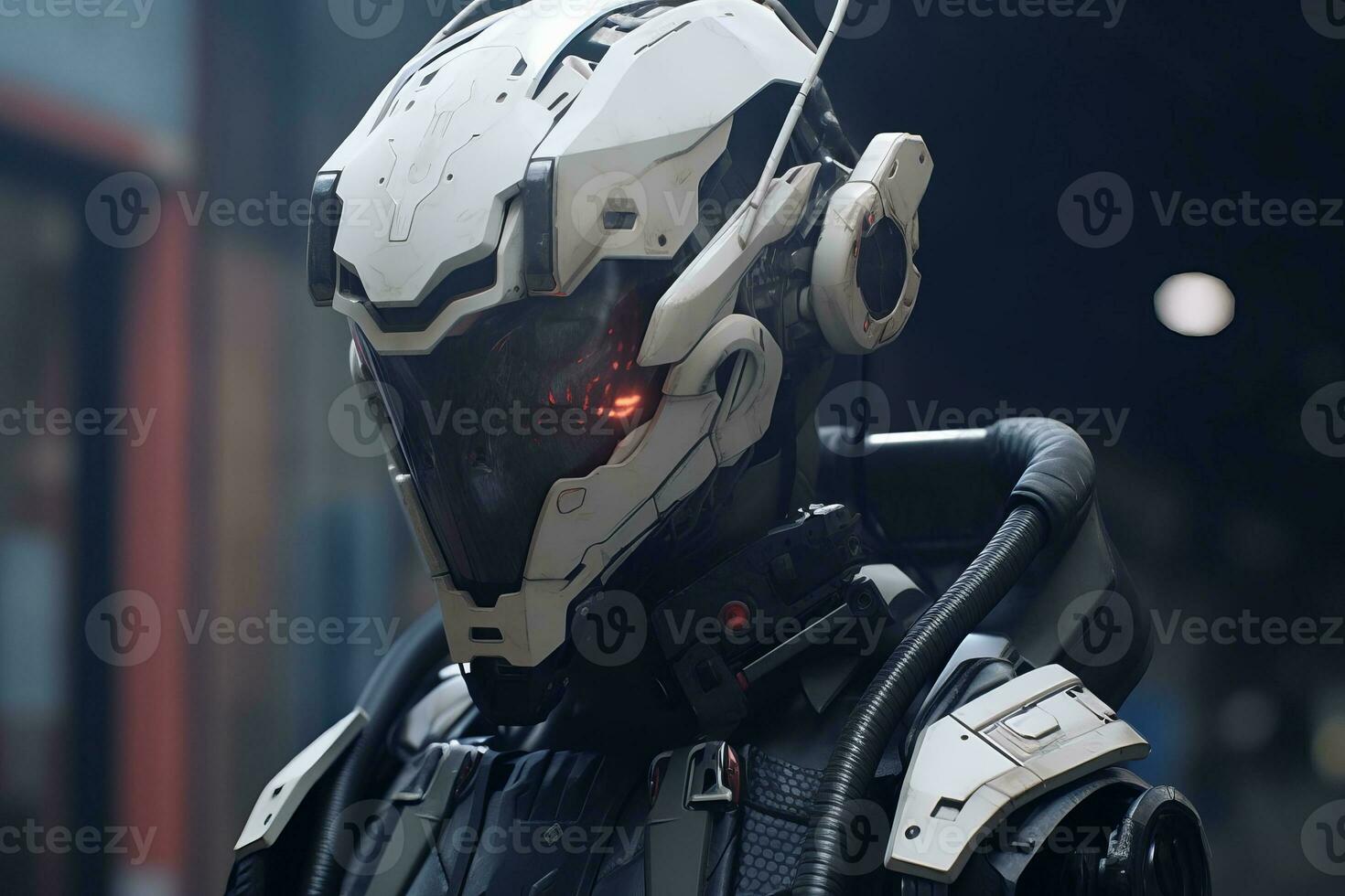 a futuristic robot with a helmet on generative AI photo
