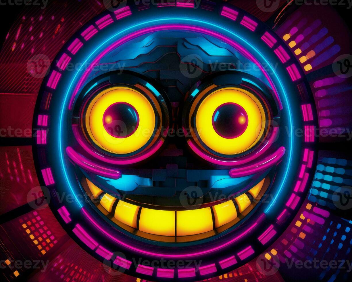 a neon glowing face with glowing eyes generative AI photo
