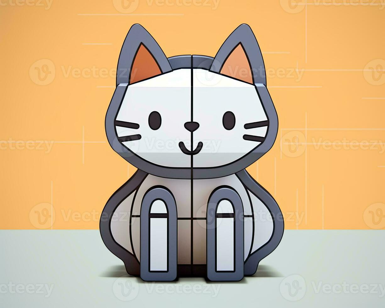 a paper cutout of a cat sitting on top of a table generative AI photo
