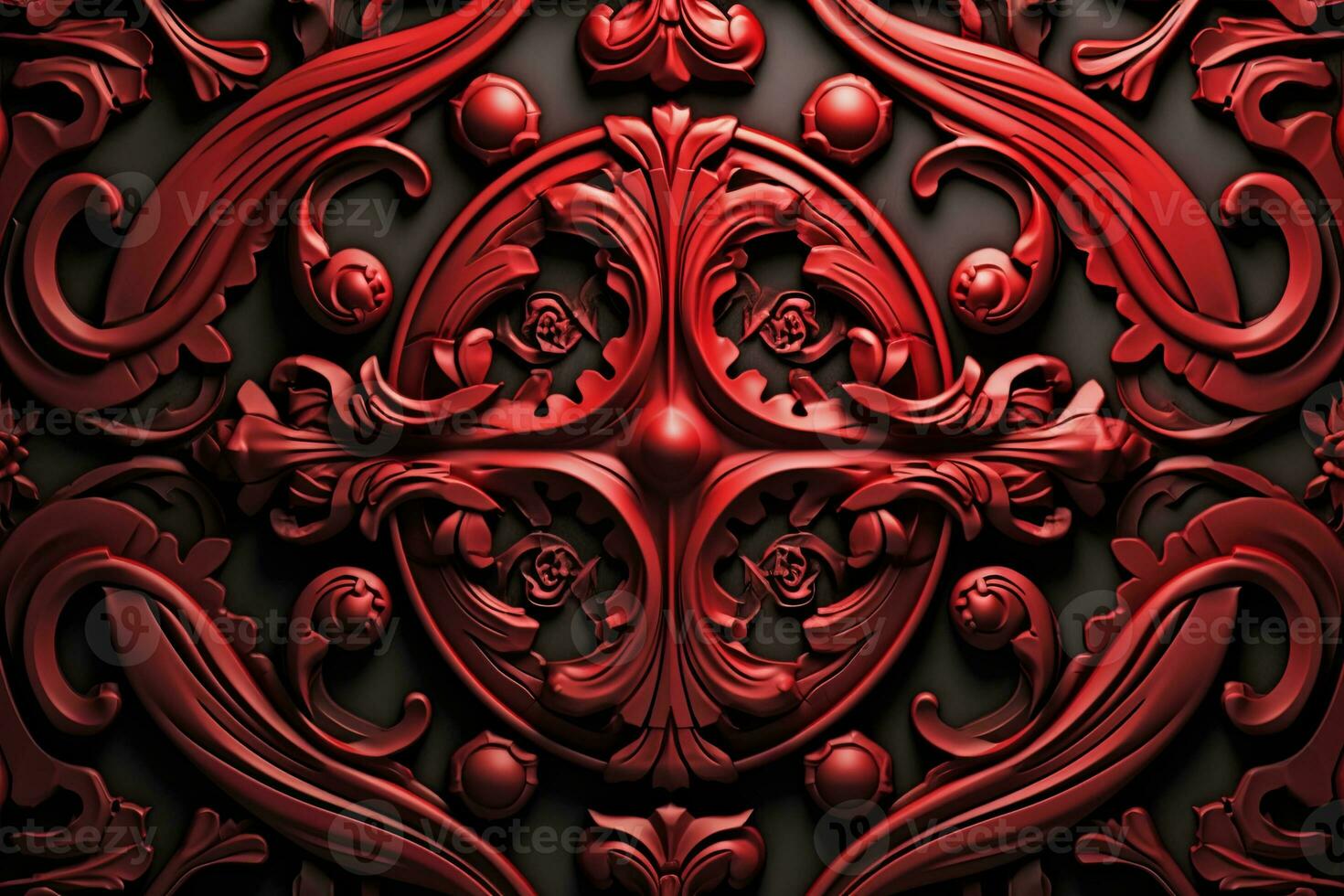 a red and black background with ornate designs generative AI photo