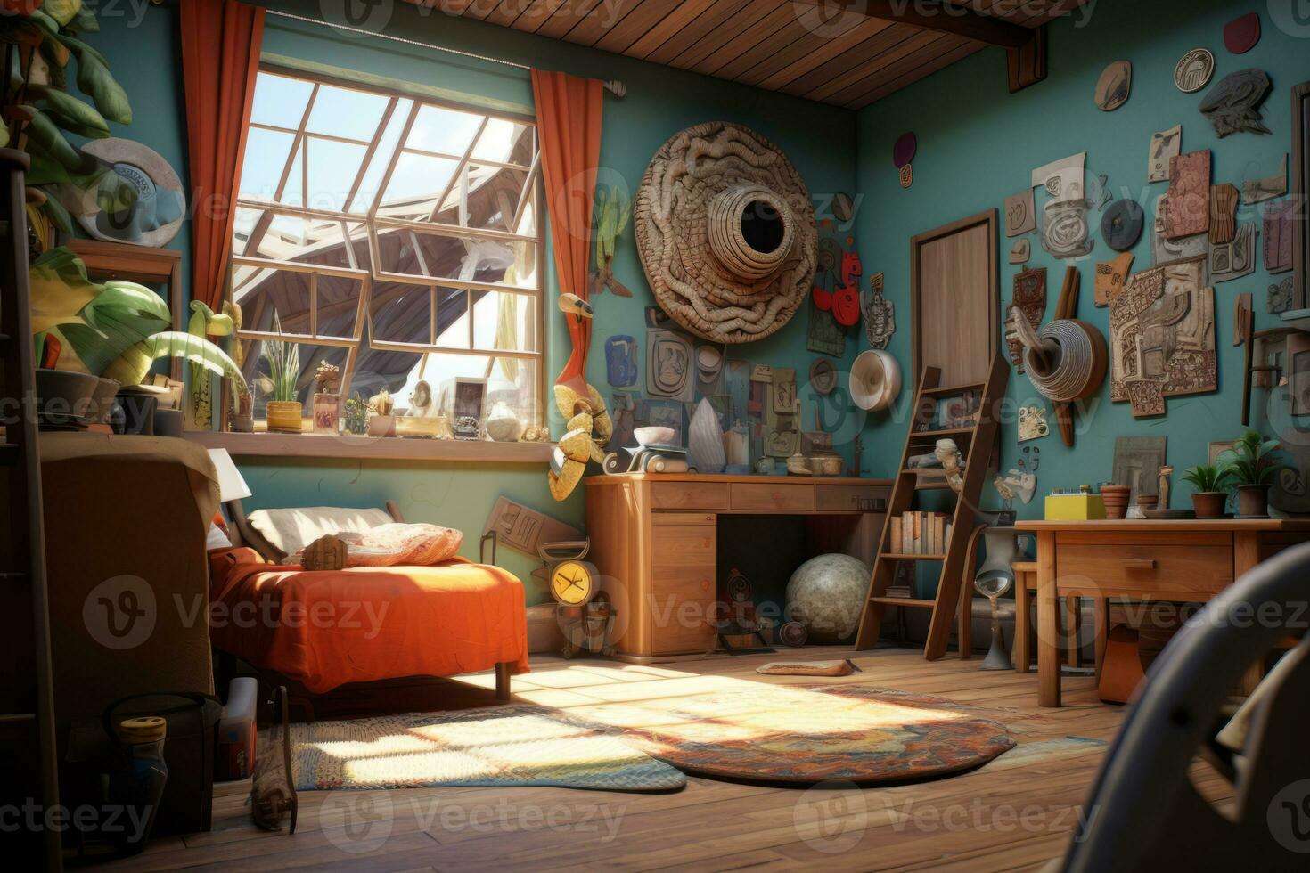 a room with lots of items on the floor generative AI photo