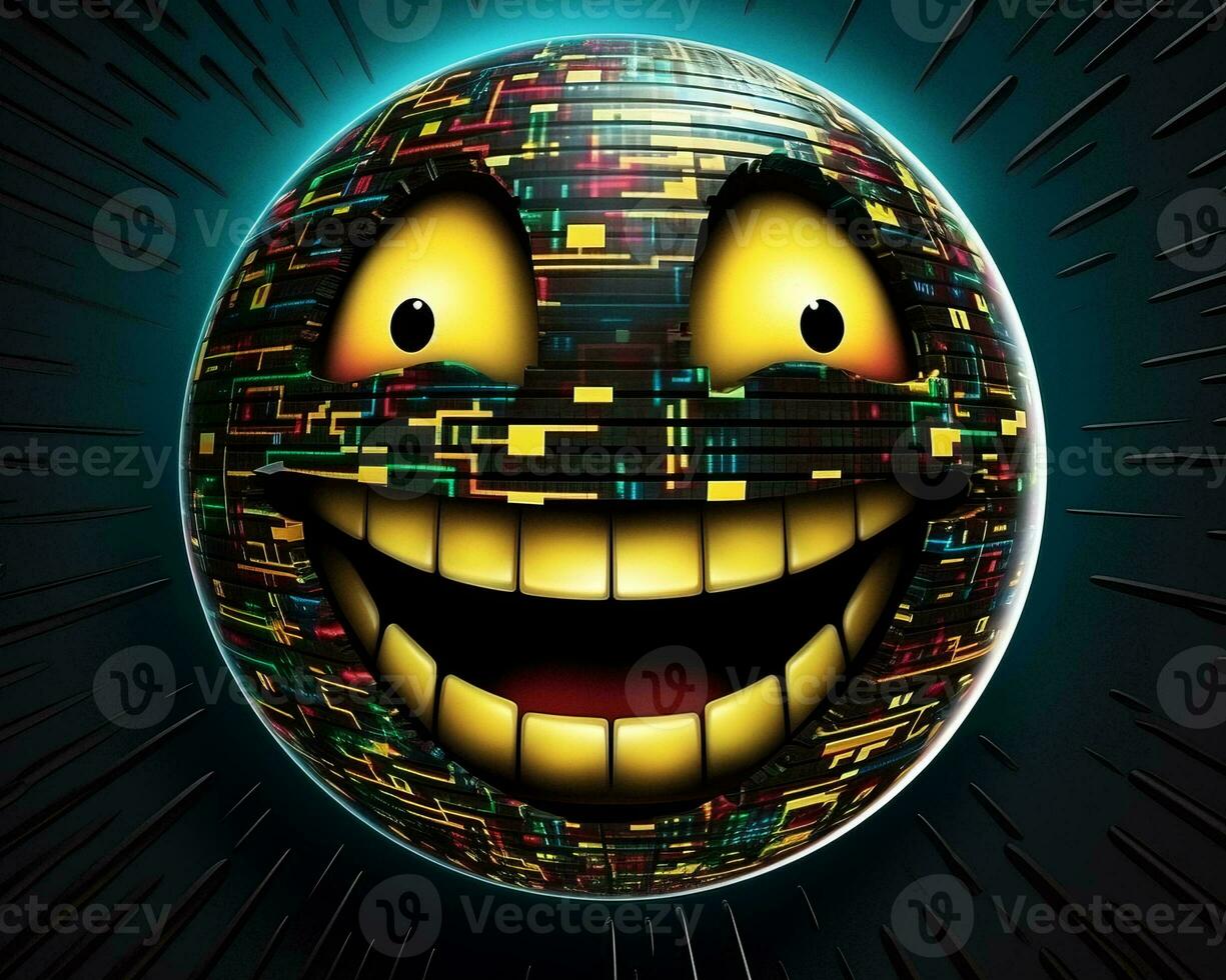 a smiley face on a black background with glowing eyes generative AI photo