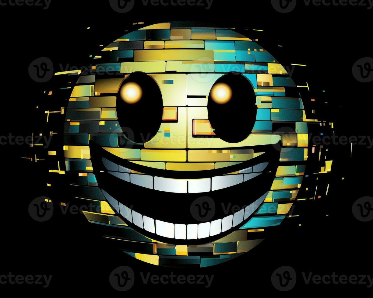 a smiley face made out of gold and blue tiles generative AI photo