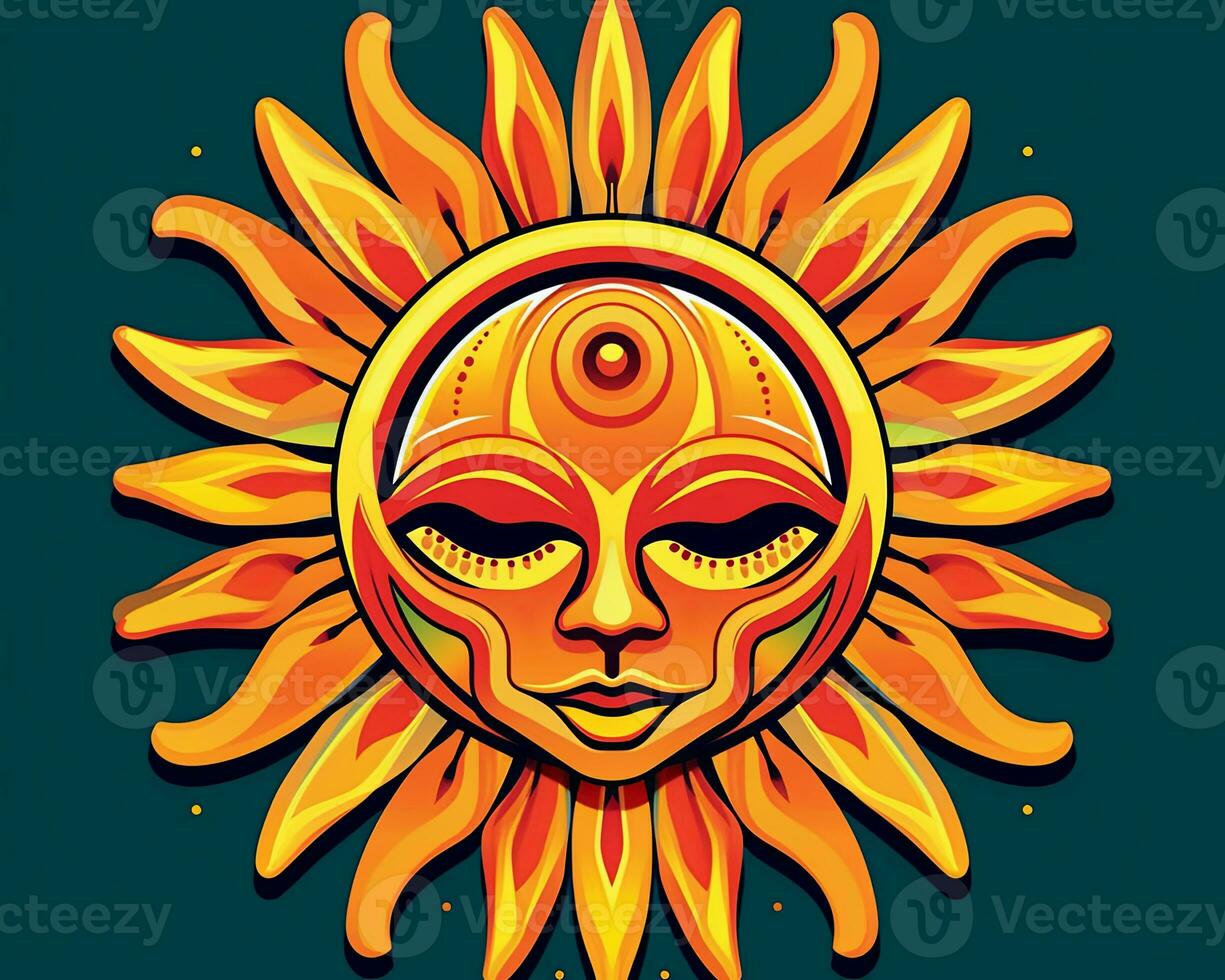 a sun with a face on it with the word sun written on it generative AI photo