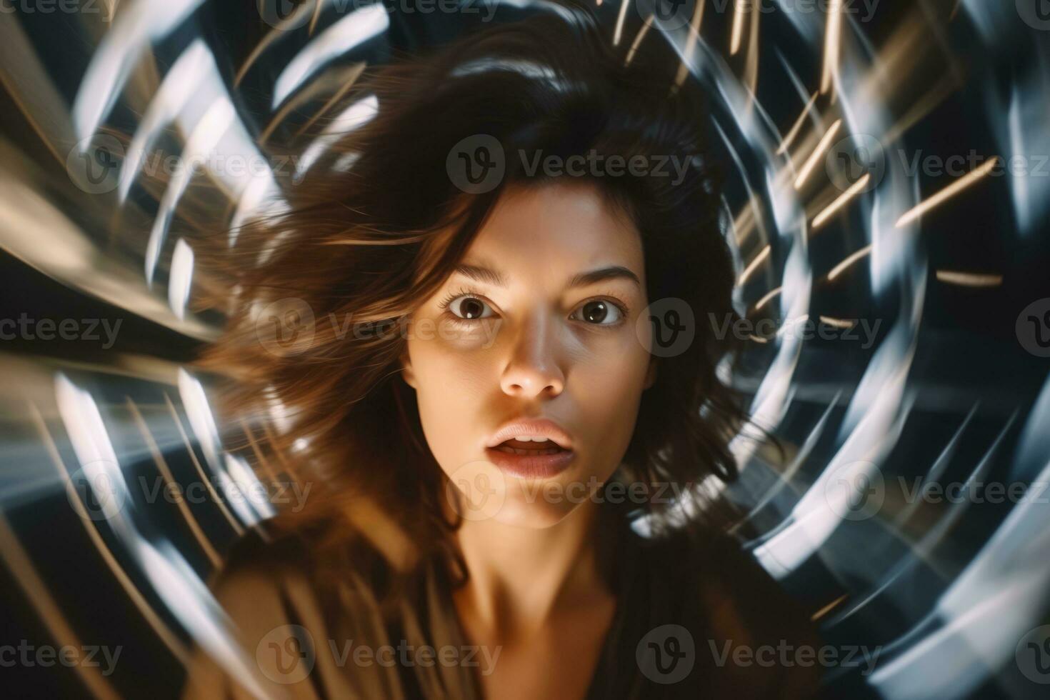 a woman is looking at the camera in a tunnel generative AI photo