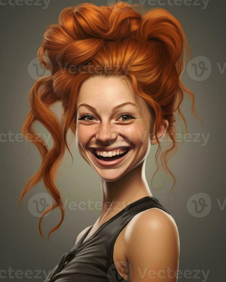 a woman with red hair is smiling generative AI photo