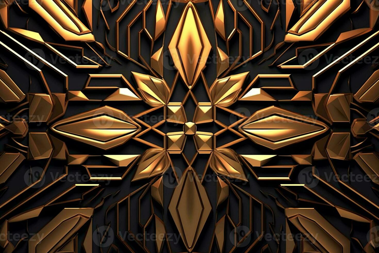 abstract 3d design with gold and black colors generative AI photo