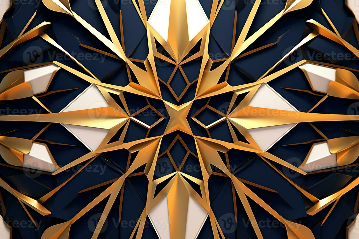 abstract geometric design with gold and black colors generative AI photo