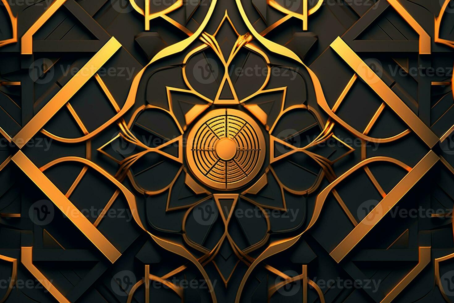 an abstract design with gold and black elements generative AI photo